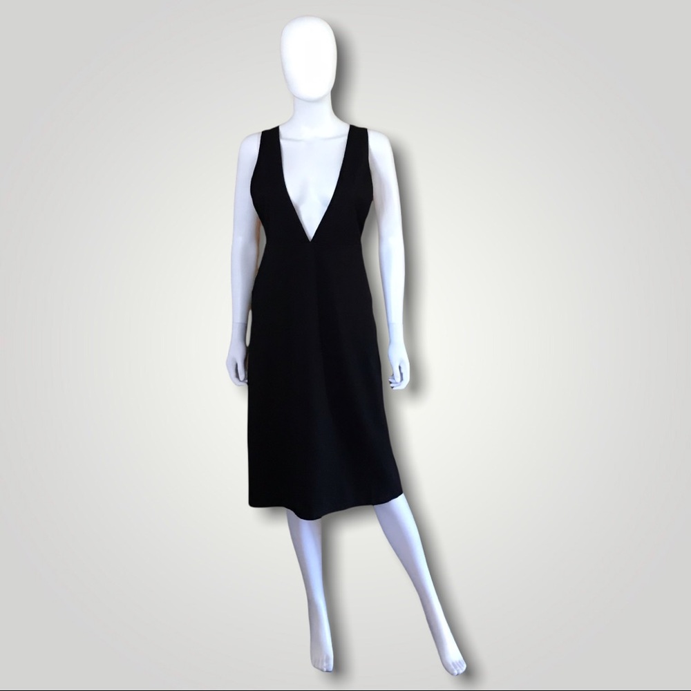 Line & Dot Black Dress with side Pockets